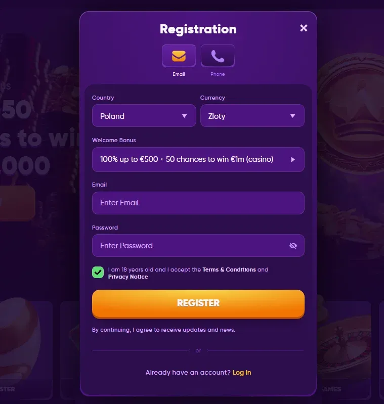 registration and login